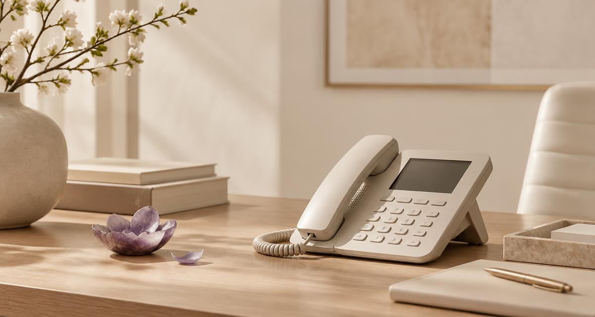 Standard téléphonique IA moderne sur un bureau